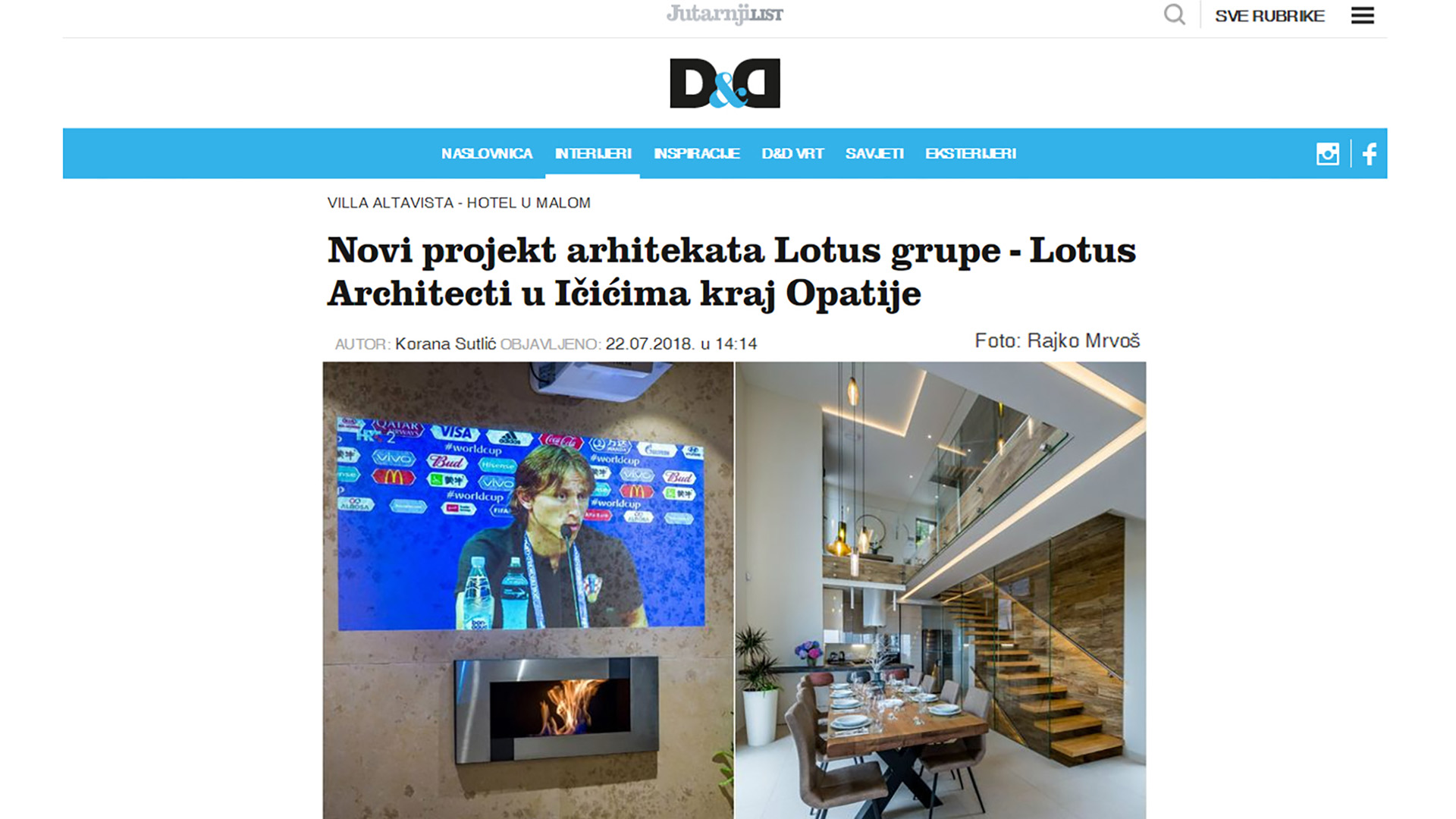 Drugi put naše fotografije interijera i eksterijera u Jutarnjem Listu